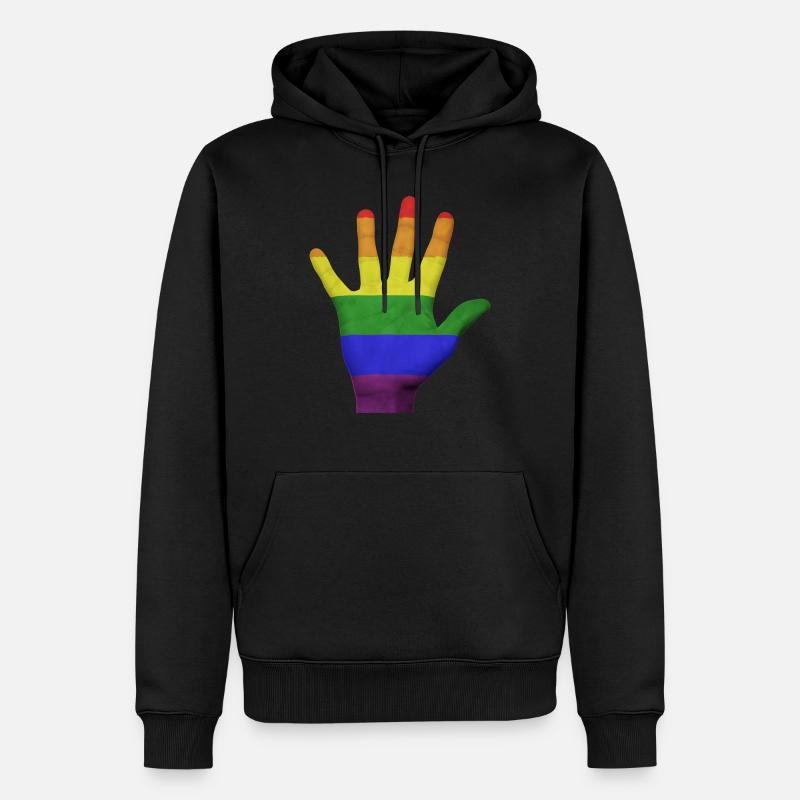 LGBT PRIDE Hand - Männer Premium Bio Hoodie - Schwarz