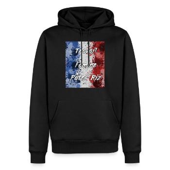 Travail Famine Pâtes Riz - Sweat à capuche Premium bio Homme - noir - Devant - Nico (187cm)