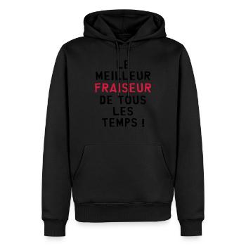 Ouvrier / Usine / Tourneur / Fraiseur / Industrie - Sweat à capuche Premium bio Homme - noir - Devant - Nico (187cm)