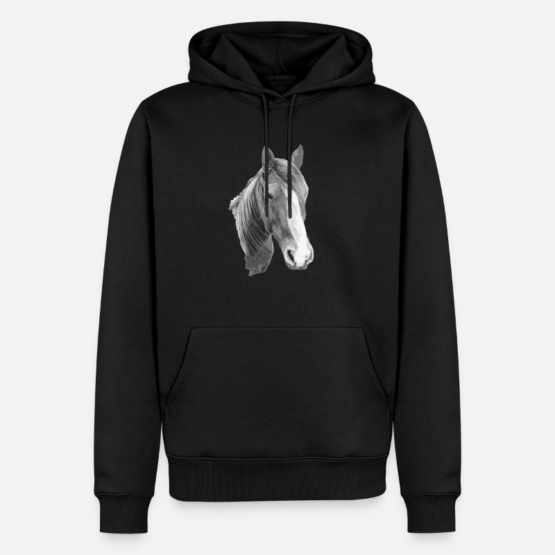 Pferd - Männer Premium Bio Hoodie - Schwarz