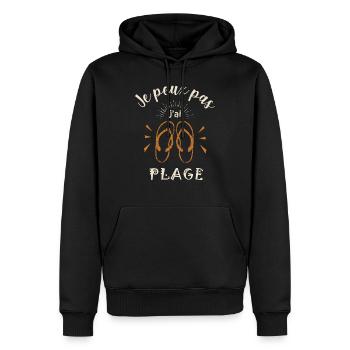 je peux pas j ai PLAGE cadeau noel humour tshirt - Sweat à capuche Premium bio Homme - noir - Devant - Nico (187cm)