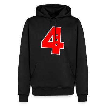 Nummer 4 Rot - Männer Premium Bio Hoodie - Schwarz - Vorne - Nico (187cm)