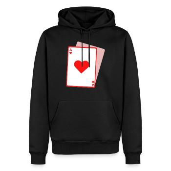 Herz-Ass - Männer Premium Bio Hoodie - Schwarz - Vorne - Nico (187cm)