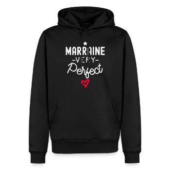 marraine very perfect / marraine parfaite - Sweat à capuche Premium bio Homme - noir - Devant - Nico (187cm)