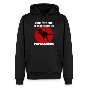VOUS ÊTES SUR LE TERRITOIRE DU PAPASAURUS - Sweat à capuche Premium bio Homme - noir - Devant - Nico (187cm)