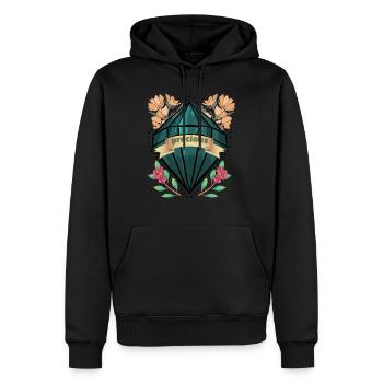 Pierre précieuse florale - Sweat à capuche Premium bio Homme - noir - Devant - Nico (187cm)