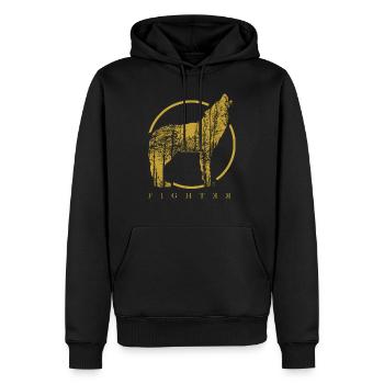 Wolf Fighter - Männer Premium Bio Hoodie - Schwarz - Vorne - Nico (187cm)