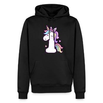 1er anniversaire Licorne 1 an bébé - Sweat à capuche Premium bio Homme - noir - Devant - Nico (187cm)