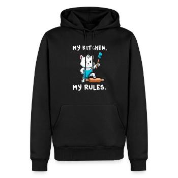 Katze Meine Küche Meine Regeln Backen Geschenk - Männer Premium Bio Hoodie - Schwarz - Vorne - Nico (187cm)
