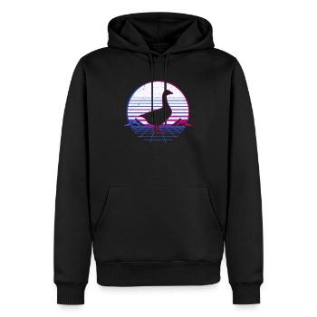 Retro Vintage Retrowave Gans Gänse Vogel - Männer Premium Bio Hoodie - Schwarz - Vorne - Nico (187cm)