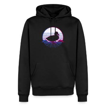 Retro Vintage Retrowave Ente Enten Tier - Männer Premium Bio Hoodie - Schwarz - Vorne - Nico (187cm)