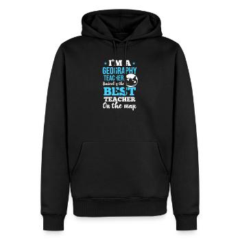 Geographielehrer Bester Lehrer auf der Karte - Männer Premium Bio Hoodie - Schwarz - Vorne - Nico (187cm)