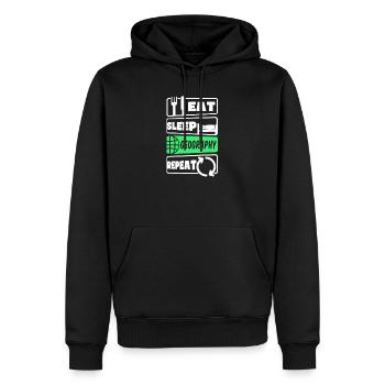 Geographielehrer Essen Schlaf Wiederholung - Männer Premium Bio Hoodie - Schwarz - Vorne - Nico (187cm)