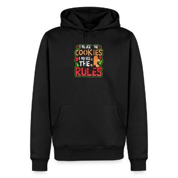 Weihnachtsbacken Ich mache Kekse Regeln - Männer Premium Bio Hoodie - Schwarz - Vorne - Nico (187cm)