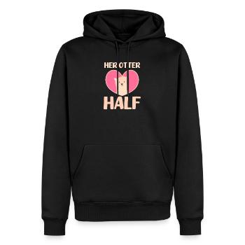 Loutre sa moitié de loutre - Sweat à capuche Premium bio Homme - noir - Devant - Nico (187cm)