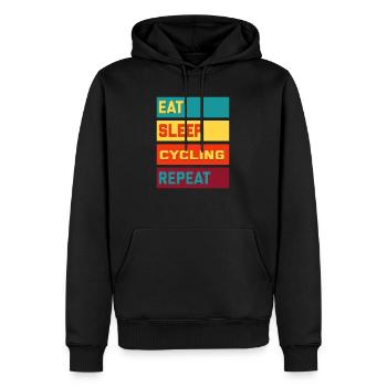 Eat Sleep Cycling Repeat Vintage Edition - Männer Premium Bio Hoodie - Schwarz - Vorne - Nico (187cm)
