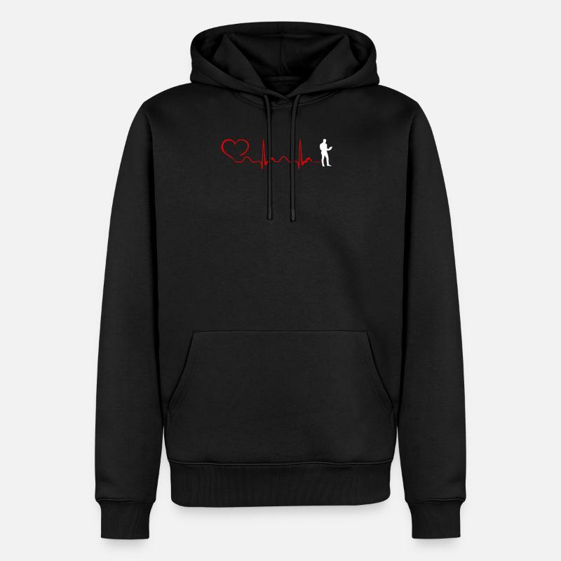Programming Heartbeat And Heart - Männer Premium Bio Hoodie - Schwarz