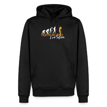 ÉVOLUTION DE L’HARMONICA - Sweat à capuche Premium bio Homme - noir - Devant - Nico (187cm)