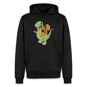 dog riding a dino dog dog friend dinosaur t rex - Men’s Premium Organic Hoodie - black - Front - Nico (187cm)