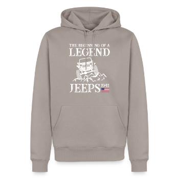Jeeps Legend - Men’s Premium Organic Hoodie - taupe - Front - Nico (187cm)