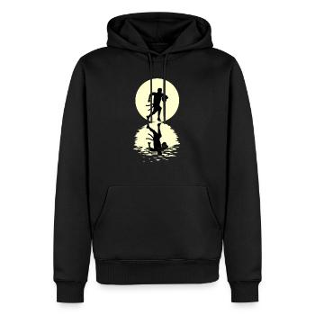 Flag Football Lune - Sweat à capuche Premium bio Homme - noir - Devant - Nico (187cm)