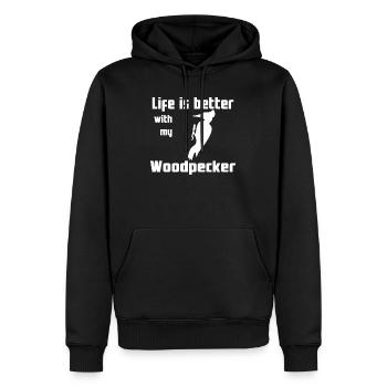 Life Is Better With My Woodpecker - Männer Premium Bio Hoodie - Schwarz - Vorne - Nico (187cm)