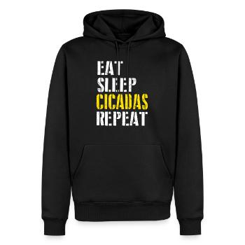 eat sleep cicadas repeat for men - Männer Premium Bio Hoodie - Schwarz - Vorne - Nico (187cm)