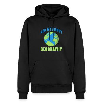 Fragen Sie mich nach Geographie International Fan - Männer Premium Bio Hoodie - Schwarz - Vorne - Nico (187cm)