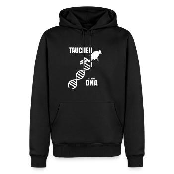 Tauchen ist meine DNA als Geschenk schenken - Männer Premium Bio Hoodie - Schwarz - Vorne - Nico (187cm)