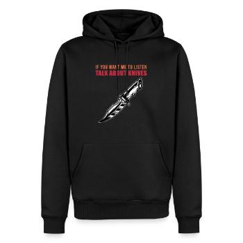 Wenn Sie wollen, dass ich zuhöre, sprechen Sie übe - Männer Premium Bio Hoodie - Schwarz - Vorne - Nico (187cm)