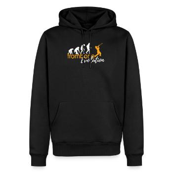 ÉVOLUTION DU TROMBONE - Sweat à capuche Premium bio Homme - noir - Devant - Nico (187cm)
