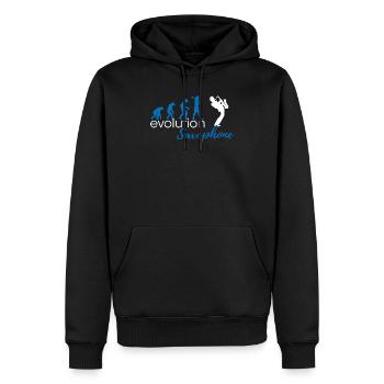 Évolution du saxophone - Sweat à capuche Premium bio Homme - noir - Devant - Nico (187cm)