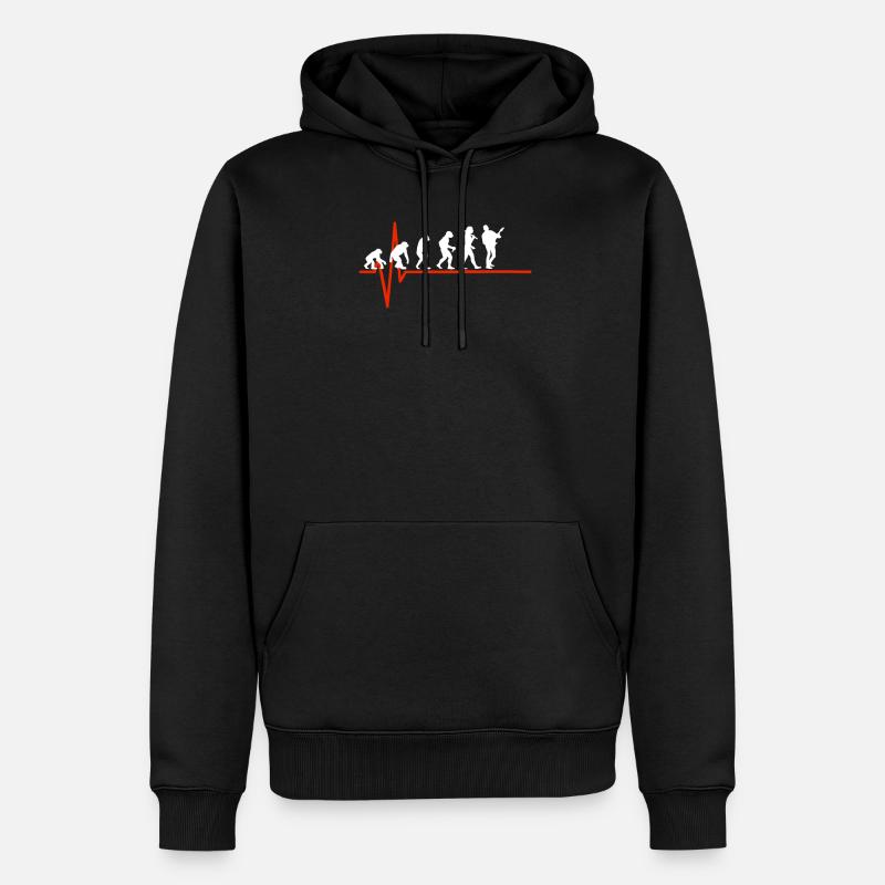 E-Guitar Heartbeat - EVOLUTION OF E-GUITAR - Männer Premium Bio Hoodie - Schwarz