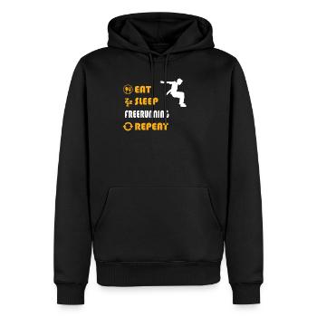 Freerunning Graphic T-Shirt - Männer Premium Bio Hoodie - Schwarz - Vorne - Nico (187cm)