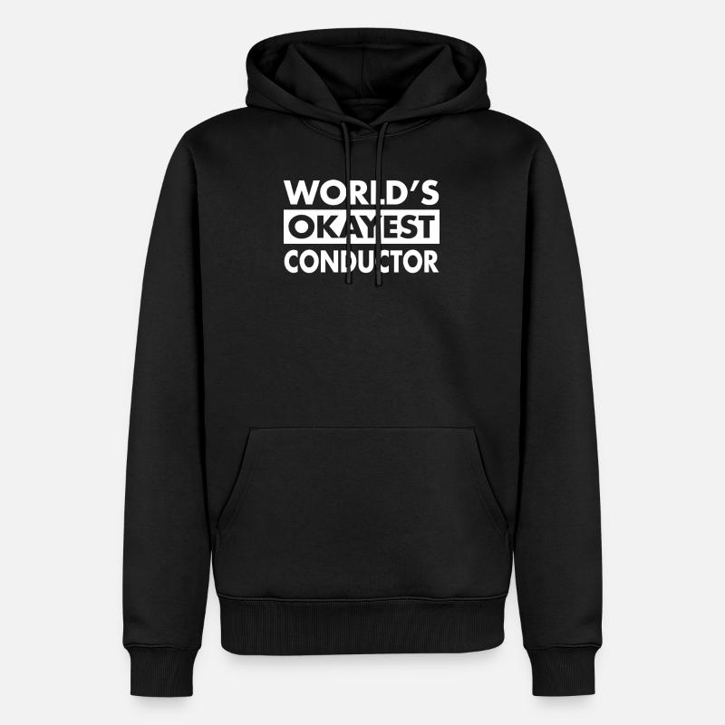 FUNNY CONDUCTOR TSHIRT - Männer Premium Bio Hoodie - Schwarz