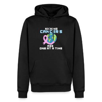 Botter le cul du cancer - un par un - Sweat à capuche Premium bio Homme - noir - Devant - Nico (187cm)