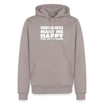 Funny Hedgehog Shirt - Männer Premium Bio Hoodie - Taupe - Vorne - Nico (187cm)