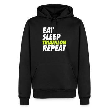 Eat Sleep Triathlon Repeat - Männer Premium Bio Hoodie - Schwarz - Vorne - Nico (187cm)