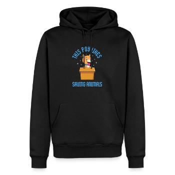 Garçon aime sauver des animaux Sauver des chats - Sweat à capuche Premium bio Homme - noir - Devant - Nico (187cm)