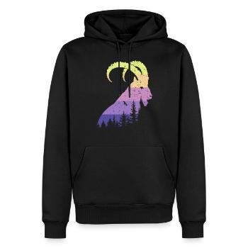 Steinbock - Männer Premium Bio Hoodie - Schwarz - Vorne - Nico (187cm)