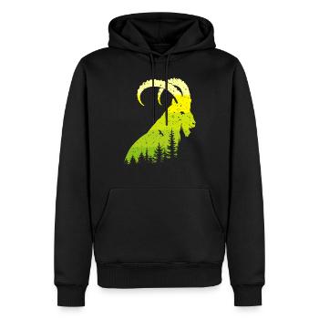 Steinbock - Männer Premium Bio Hoodie - Schwarz - Vorne - Nico (187cm)