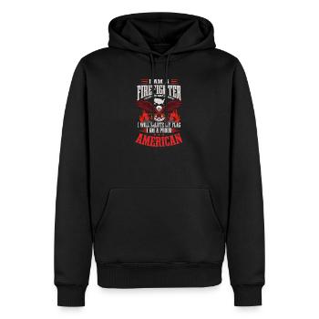 4 juillet Pompier Je saluerai mon drapeau - Sweat à capuche Premium bio Homme - noir - Devant - Nico (187cm)
