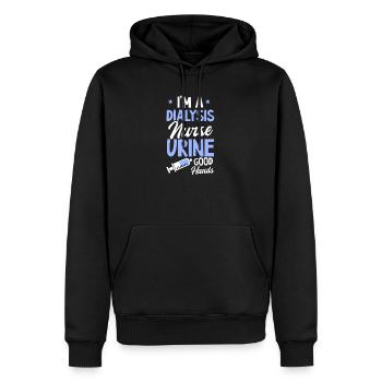 Dialysetechnik Urin gute Hände - Männer Premium Bio Hoodie - Schwarz - Vorne - Nico (187cm)