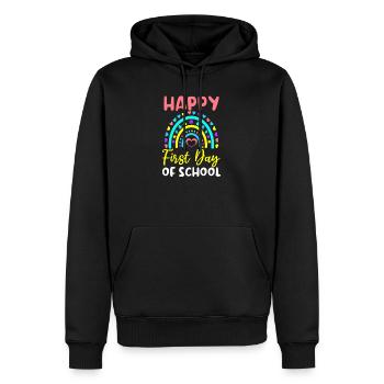 Erster Schultag Froher Erster Tag Regenbogen - Männer Premium Bio Hoodie - Schwarz - Vorne - Nico (187cm)