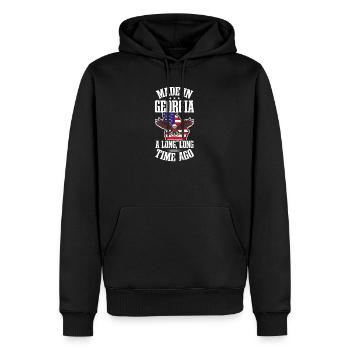 Georgia Pfirsich in Georgia Long Time Ago Flagge - Männer Premium Bio Hoodie - Schwarz - Vorne - Nico (187cm)
