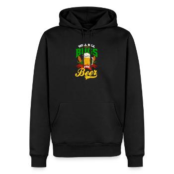 Bug Exterminator Will Kill Bugs For Beer - Men’s Premium Organic Hoodie - black - Front - Nico (187cm)
