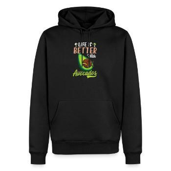 Avocado Leben besser mit Avocado - Männer Premium Bio Hoodie - Schwarz - Vorne - Nico (187cm)