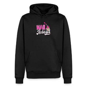 Nail Tech Accro aux ongles - Sweat à capuche Premium bio Homme - noir - Devant - Nico (187cm)