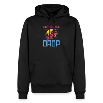 EDM Rave Techno 80s Wait For Drop - Men’s Premium Organic Hoodie - black - Front - Nico (187cm)