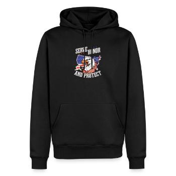 4. Juli Polizist dient Ehre und Schutz - Männer Premium Bio Hoodie - Schwarz - Vorne - Nico (187cm)